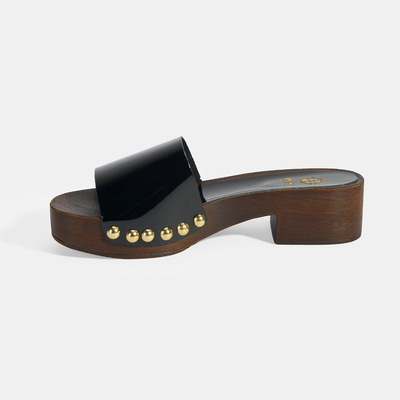 Kadın Siyah Zımba Detaylı Topuklu Terlik