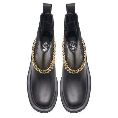 Kadın Siyah Zincir Detaylı Deri Chelsea Bot