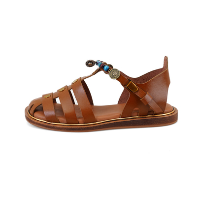 Kadın Taba Aksesuar Detaylı Deri Sandalet