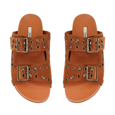 Kadın Taba Aksesuarlı Deri Terlik