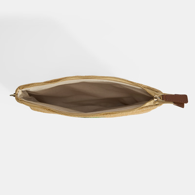 Kadın Taba Ananas Nakışlı Hasır Clutch