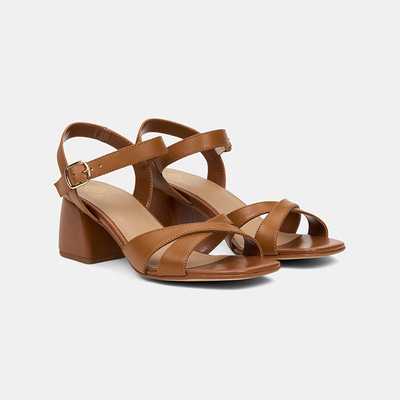 Kadın Taba Ayarlanabilir Metal Tokalı Deri Sandalet