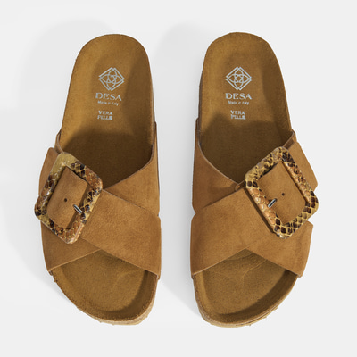 Kadın Taba Ayarlanabilir Toka Detaylı Süet Terlik