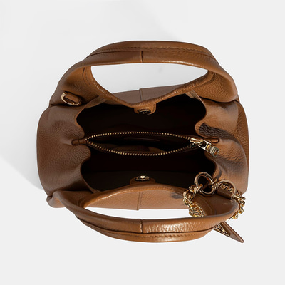 Kadın Taba Charm Aksesuarlı Deri El Çantası