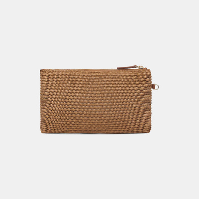 Kadın Taba Deniz Kabuğu Aksesuarlı Hasır Clutch