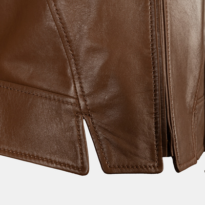 Kadın Taba Deri Biker Ceket