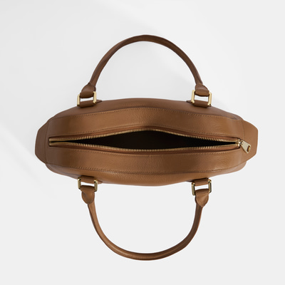 Kadın Taba Deri Çanta Aksesuarlı Büyük Omuz Çantası