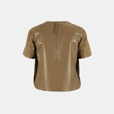 Kadın Taba Deri Detaylı Bluz