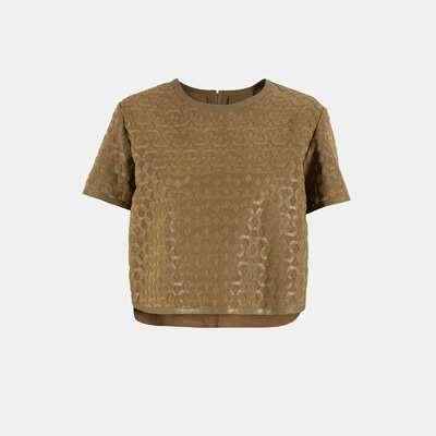 Kadın Taba Deri Detaylı Bluz