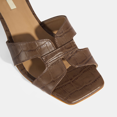 Kadın Taba Deri Topuklu Terlik