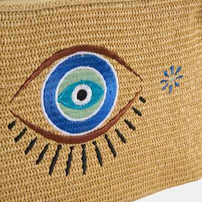 Kadın Taba Göz Nakışlı Hasır Clutch