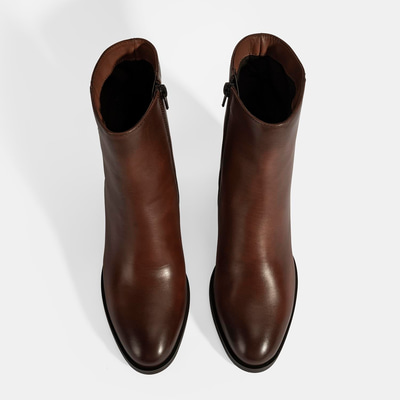 Kadın Taba Kalın Topuklu Deri Bot