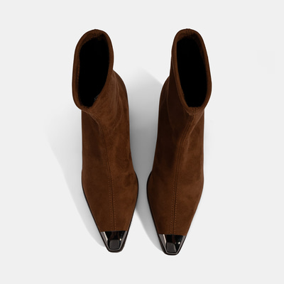 Kadın Taba Metal Burun Detaylı Topuklu Stretch Bot