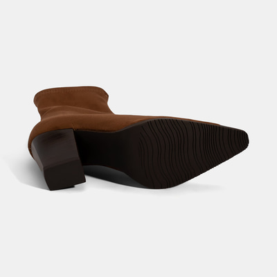 Kadın Taba Metal Burun Detaylı Topuklu Stretch Bot