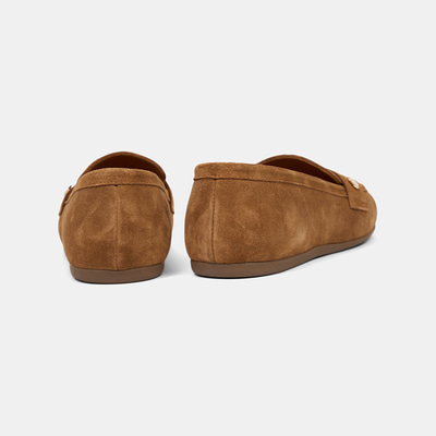 Kadın Taba Metal Detaylı Süet Loafer