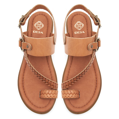 Kadın Taba Örgü Baskılı Deri Sandalet