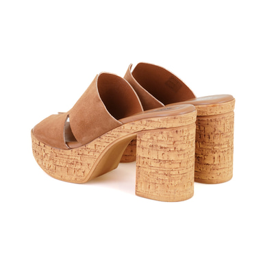 Kadın Taba Platform Topuklu Deri Terlik