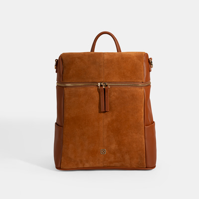 Kadın Taba Süet Detaylı Fermuarlı Sırt Çantası