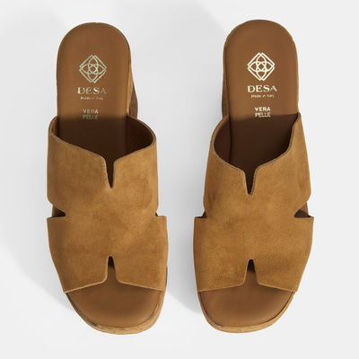 Kadın Taba Süet Topuklu Terlik