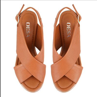 Kadın Taba Topuklu Deri Sandalet