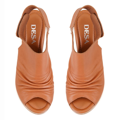 Kadın Taba Topuklu Deri Sandalet