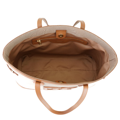 Kadın Ten Deri Biyeli Kanvas Omuz Çantası