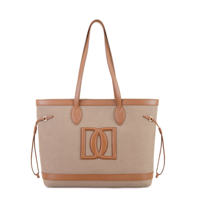 Kadın Ten Deri Biyeli Kanvas Omuz Çantası