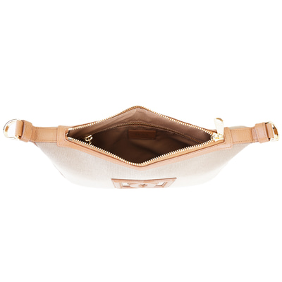 Kadın Ten Deri Biyeli Kanvas Omuz Çantası