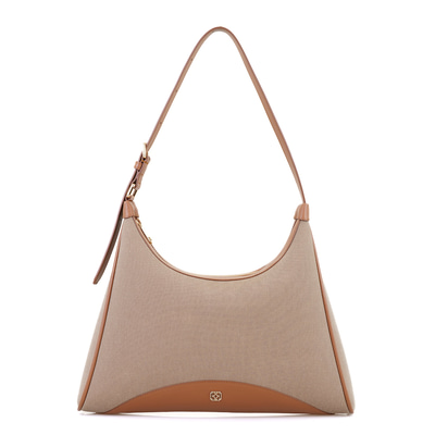 Kadın Ten Deri Biyeli Kanvas Omuz Çantası