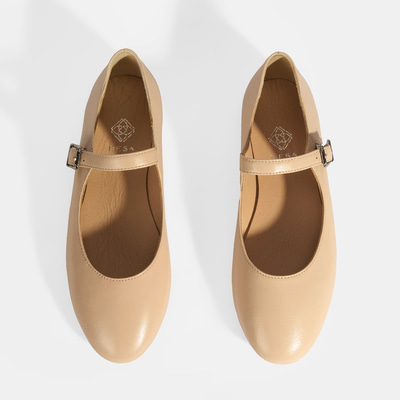 Kadın Ten Deri Mary Jane Babet