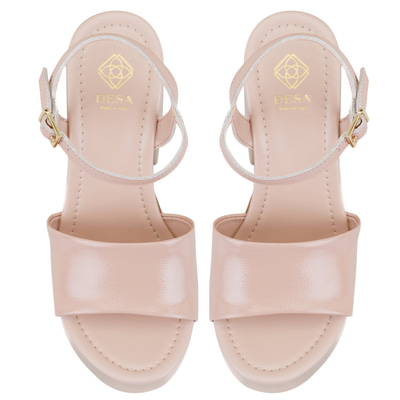 Kadın Ten Platform Topuklu Deri Sandalet