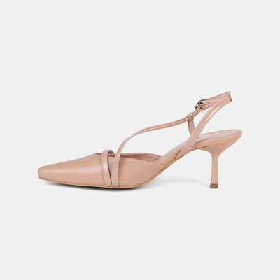 Kadın Ten Slingback Sivri Burunlu İnce Topuklu Deri Stiletto