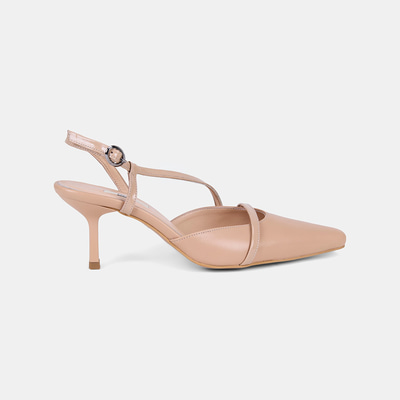 Kadın Ten Slingback Sivri Burunlu İnce Topuklu Deri Stiletto