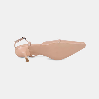 Kadın Ten Slingback Sivri Burunlu İnce Topuklu Deri Stiletto