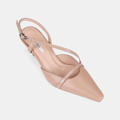 Kadın Ten Slingback Sivri Burunlu İnce Topuklu Deri Stiletto
