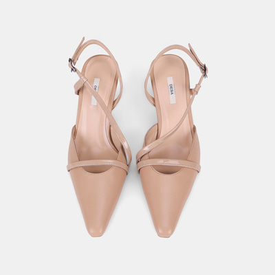 Kadın Ten Slingback Sivri Burunlu İnce Topuklu Deri Stiletto