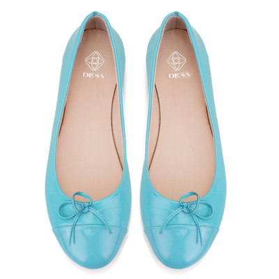 Kadın Turkuaz Kroko Baskılı Deri Babet