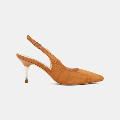 Kadın Turuncu Kroko Desenli Sivri Burunlu Süet Stiletto