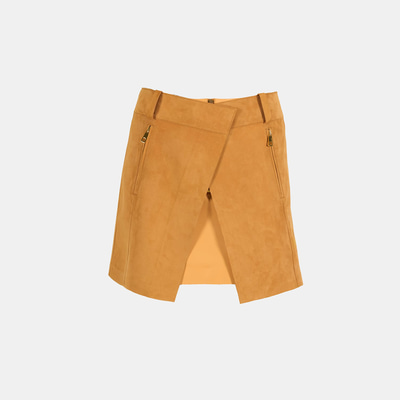 Kadın Turuncu Mini Süet Etek 