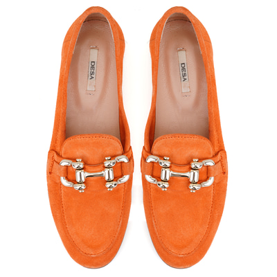 Kadın Turuncu Süet Deri Loafer