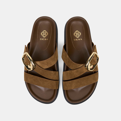 Kadın Vizon Ayarlanabilir Gold Tokalı Süet Terlik