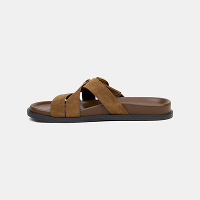 Kadın Vizon Ayarlanabilir Gold Tokalı Süet Terlik