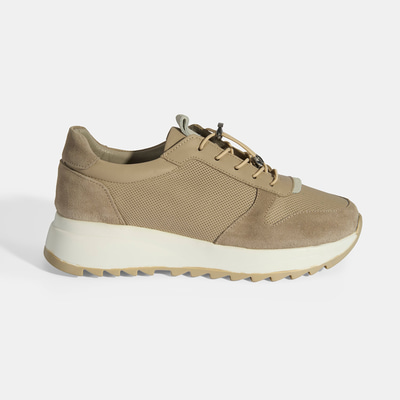 Kadın Vizon Bağcıklı Deri Detaylı Spor Ayakkabı