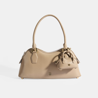 Kadın Vizon Deri Çanta Aksesuarlı Büyük Omuz Çantası