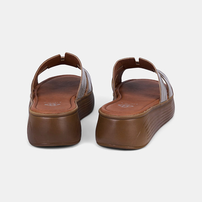 Kadın Vizon Kroko Baskılı Dolgu Topuklu Rugan Deri Terlik