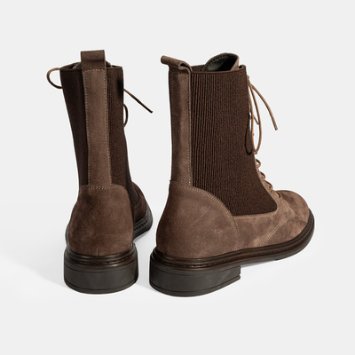 Kadın Vizon Lastik Detaylı Bağcıklı Süet Postal Bot