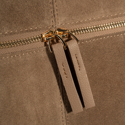 Kadın Vizon Süet Detaylı Fermuarlı Sırt Çantası