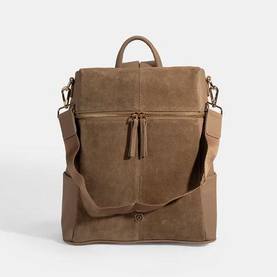 Kadın Vizon Süet Detaylı Fermuarlı Sırt Çantası