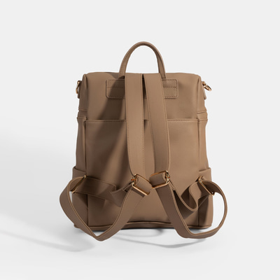 Kadın Vizon Süet Detaylı Fermuarlı Sırt Çantası