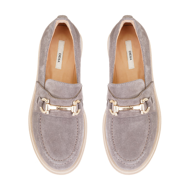 Kadın Vizon Toka Aksesuarlı Süet Deri Loafer